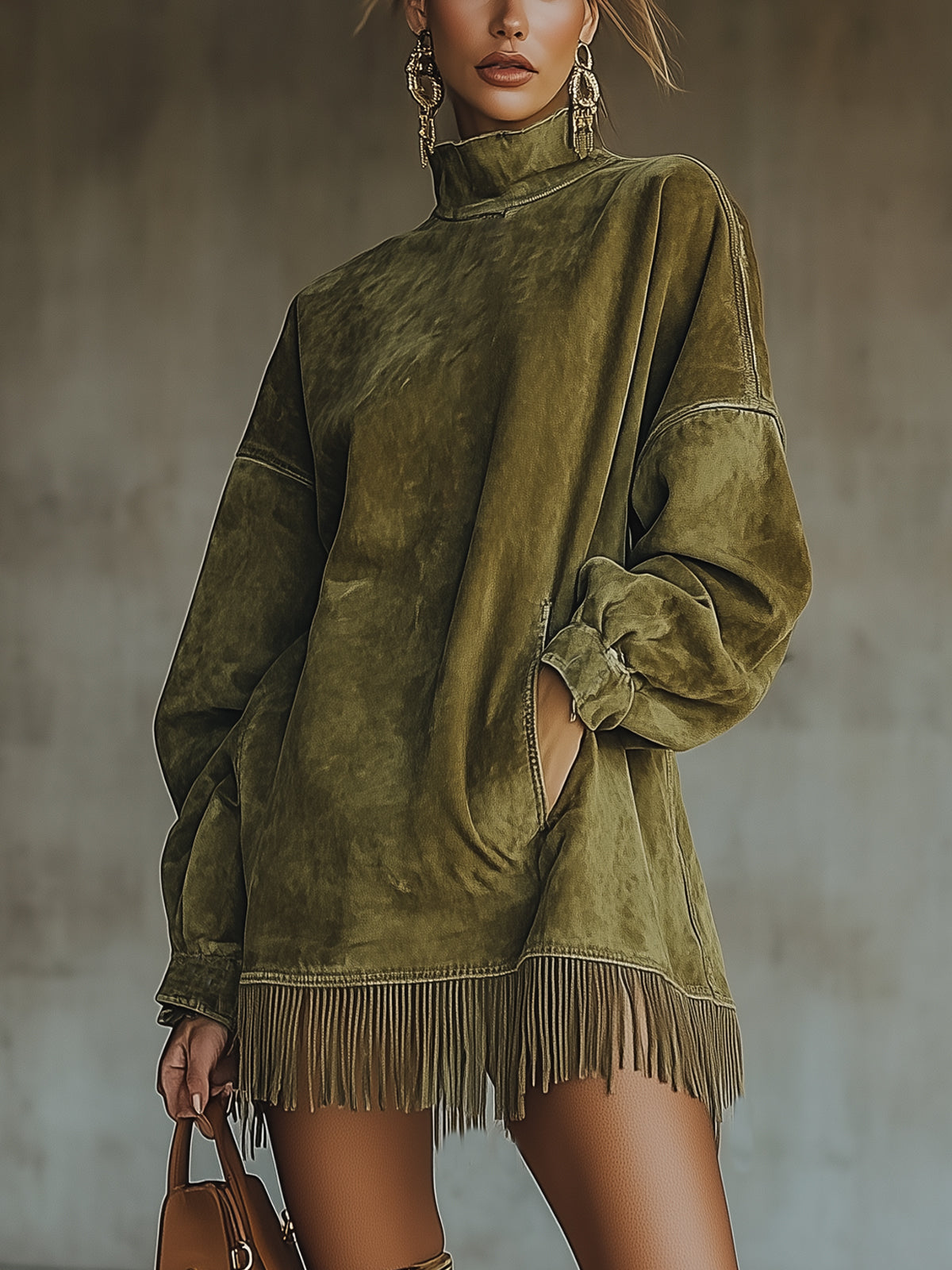 Velorivelle™ Boho Fringe Suede-Effect Dress