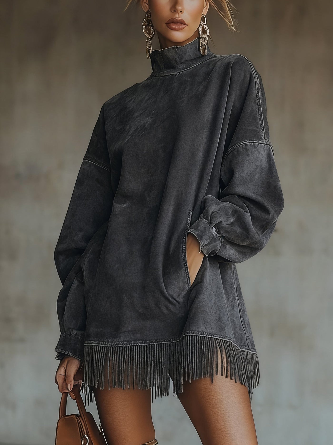 Velorivelle™ Boho Fringe Suede-Effect Dress