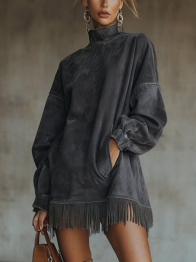 Velorivelle™ Boho Fringe Suede-Effect Dress
